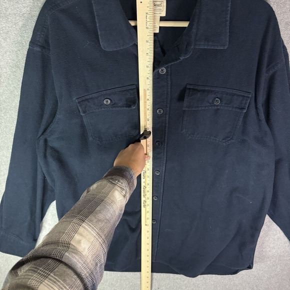 Vintage LL Bean Flannel Shirt Men 2XL Blue Chamois Cloth Button Up Double Pocket - Picture 6 of 9